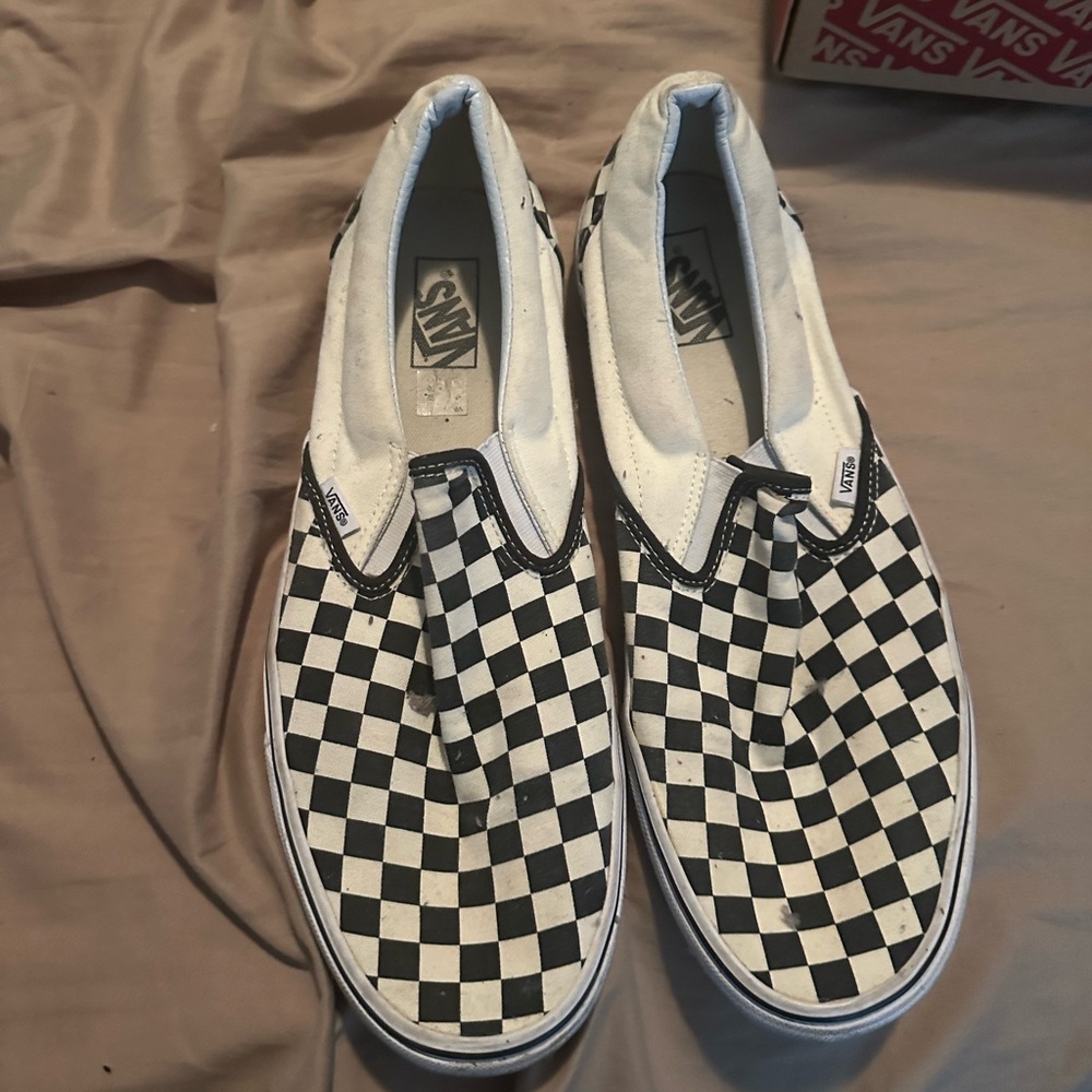 Vans Black and White Checkerboard Slip-Ons